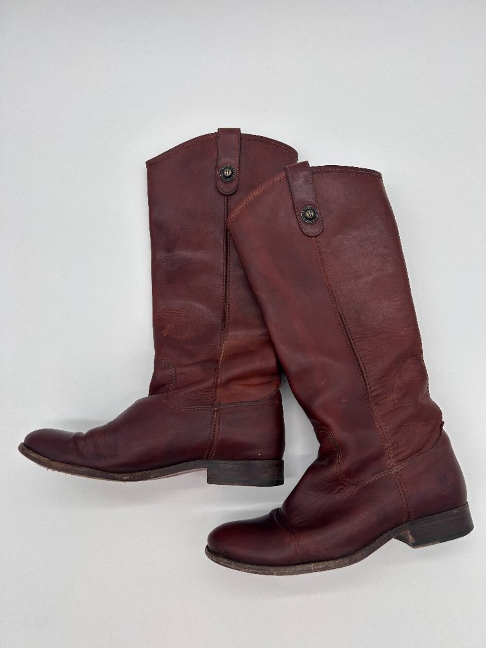 FRYE Women's Sz 7 B "Melissa" Tall Western Boots Cognac-Brown Leather Knee-High